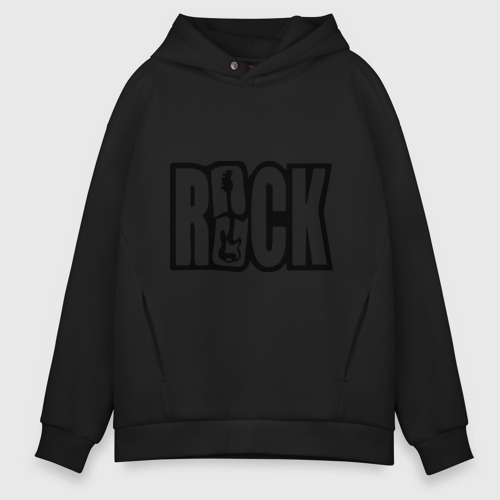 Мужское худи Oversize хлопок Rock Logo, цвет черный