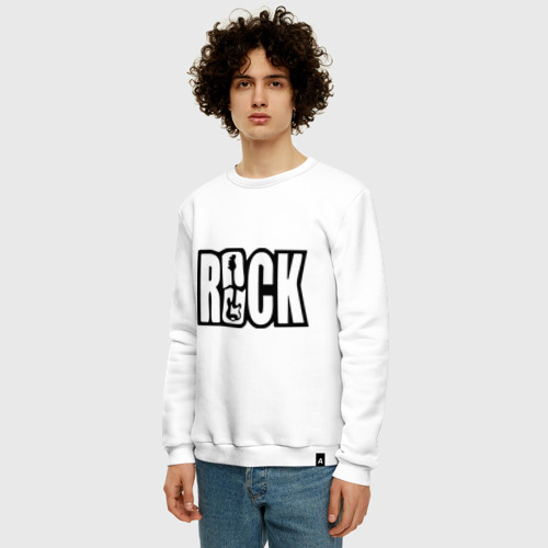 Мужской свитшот хлопок Rock Logo, цвет белый - фото 3