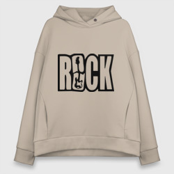 Женское худи Oversize хлопок Rock Logo