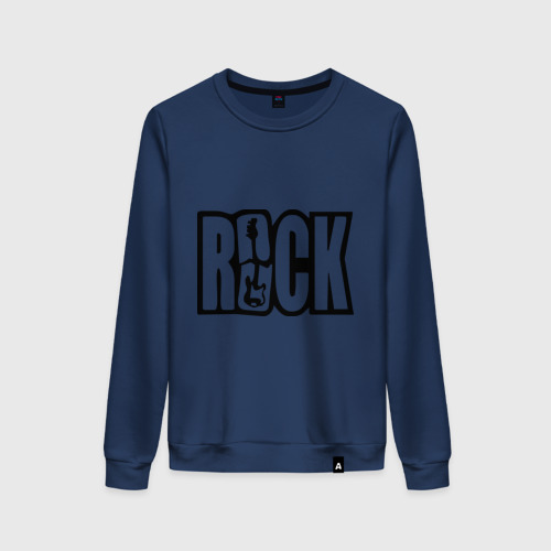 Женский свитшот хлопок Rock Logo, цвет темно-синий
