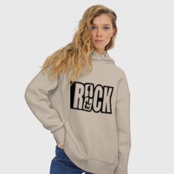 Женское худи Oversize хлопок Rock Logo - фото 2