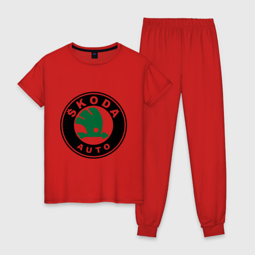 Женская пижама хлопок Skoda, цвет красный