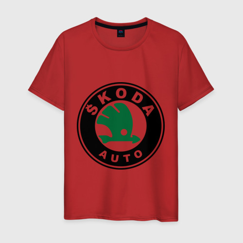 Мужская футболка хлопок Skoda, цвет красный