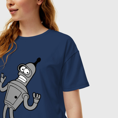 Женская футболка хлопок Oversize Futurama 4, цвет темно-синий - фото 3