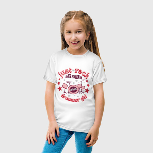 Детская футболка хлопок DrummerGirl, цвет белый - фото 5