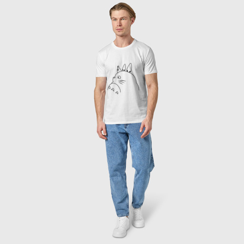 Мужская футболка хлопок Тоторо силуэт, цвет белый - фото 5