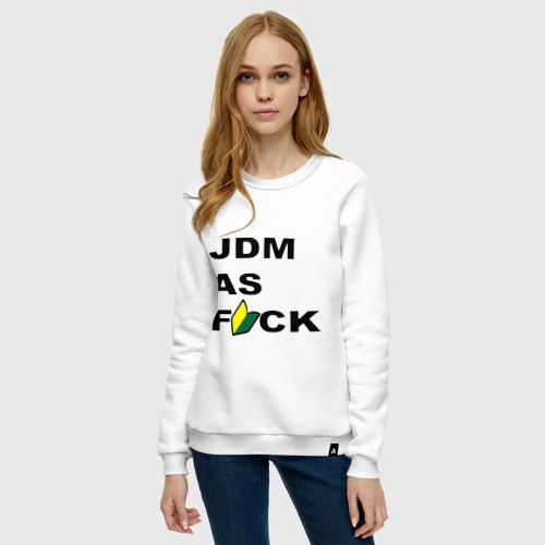 Женский свитшот хлопок JDM as F*ck, цвет белый - фото 3