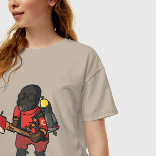 Женская футболка хлопок Oversize Pyro comics - TF2, цвет миндальный - фото 3