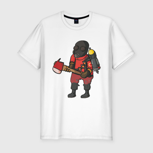 Мужская приталенная футболка из хлопка с принтом Pyro comics - TF2, вид спереди №1