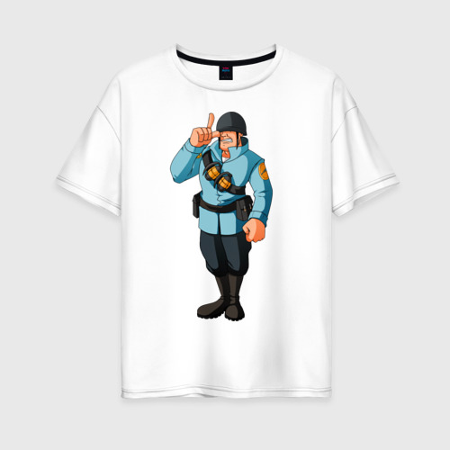 Женская футболка хлопок Oversize Soldier - TF2 1, цвет белый