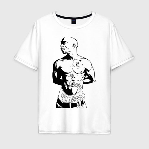 Мужская футболка хлопок Oversize 2pac 2, цвет белый