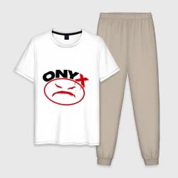 Мужская пижама с белой футболкой хлопок Onyx