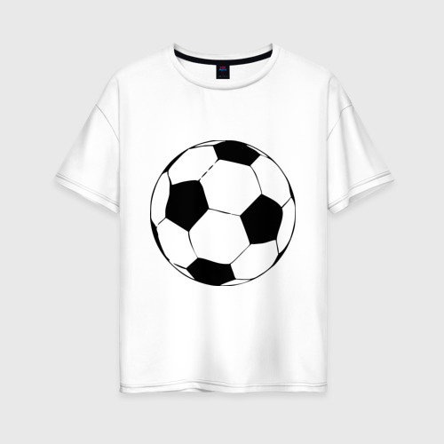 Женская футболка оверсайз из хлопка с принтом Футбольный мяч, вид спереди №1