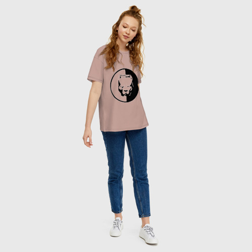Женская футболка хлопок Oversize Хулиган, цвет пыльно-розовый - фото 5