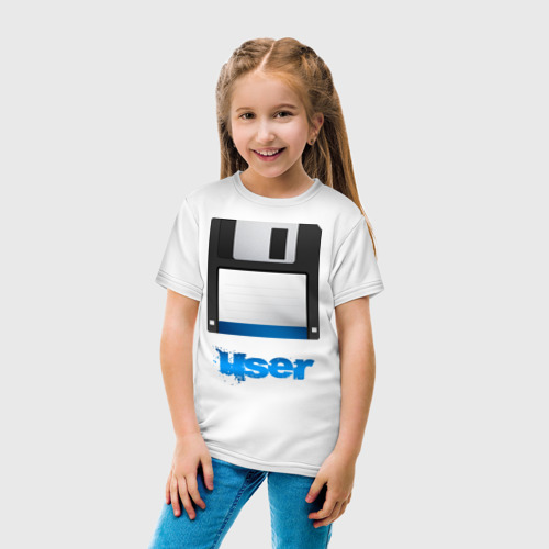 Детская футболка хлопок Floppy Disk, цвет белый - фото 5
