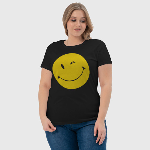 Женская футболка хлопок Smiles, цвет черный - фото 6
