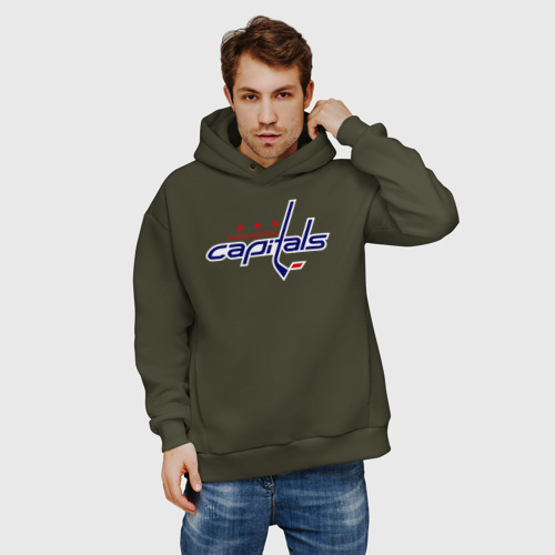 Мужское худи Oversize хлопок Washington Capitals, цвет хаки - фото 3