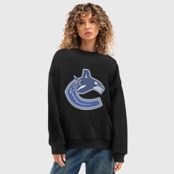 Женский свитшот oversize без начеса хлопок Vancouver Canucks - фото 2