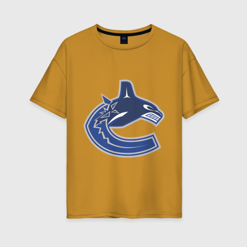 Женская футболка хлопок Oversize Vancouver Canucks, цвет горчичный