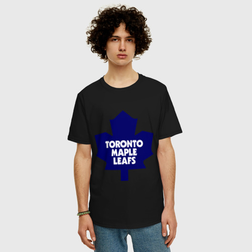 Мужская футболка хлопок Oversize Toronto Maple Leafs, цвет черный - фото 3