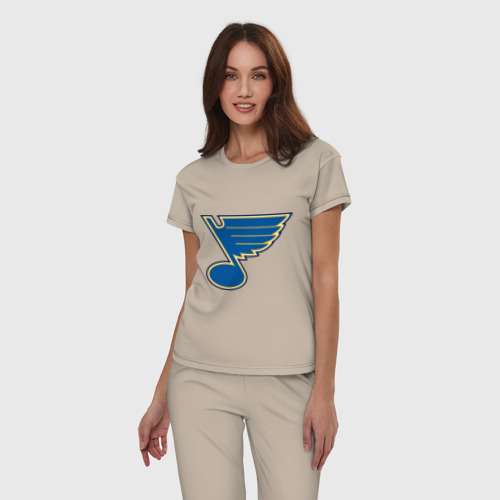 Женская пижама хлопок St Louis Blues, цвет миндальный - фото 3