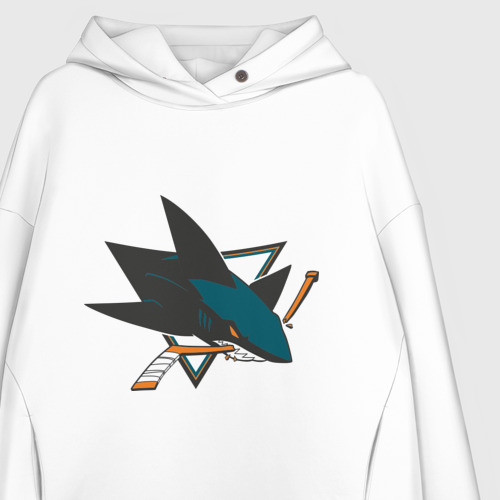 Женское худи Oversize хлопок San Jose Sharks, цвет белый - фото 3