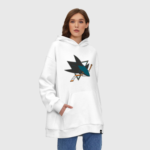 Худи SuperOversize хлопок San Jose Sharks, цвет белый - фото 4