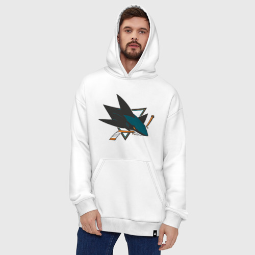 Худи SuperOversize хлопок San Jose Sharks, цвет белый - фото 5