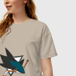 Женская футболка хлопок Oversize San Jose Sharks - фото 2