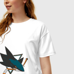 Женская футболка хлопок Oversize San Jose Sharks - фото 2