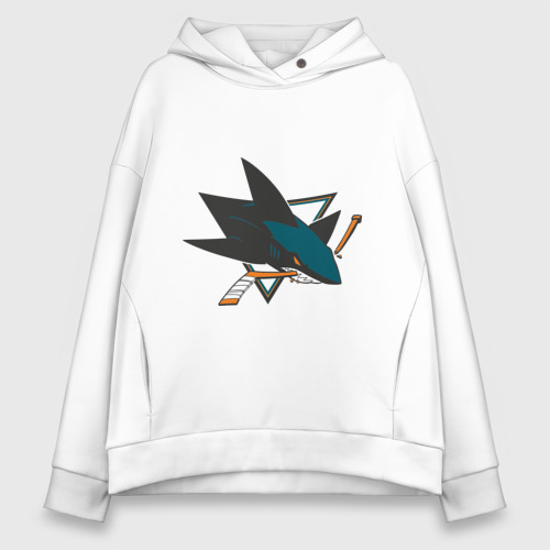 Женское худи Oversize хлопок San Jose Sharks, цвет белый