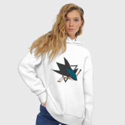 Женское худи Oversize хлопок San Jose Sharks - фото 2