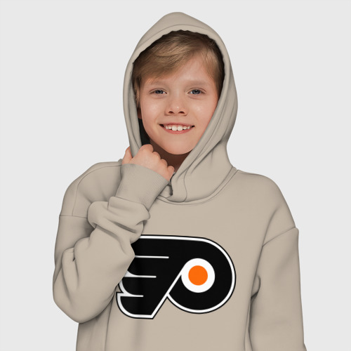 Детское худи Oversize хлопок Philadelphia Flyers, цвет миндальный - фото 12