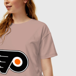 Женская футболка хлопок Oversize Philadelphia Flyers - фото 2