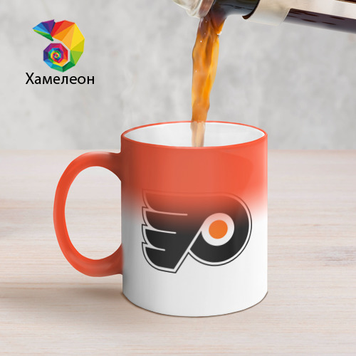 Кружка хамелеон Philadelphia Flyers, цвет белый + красный - фото 5