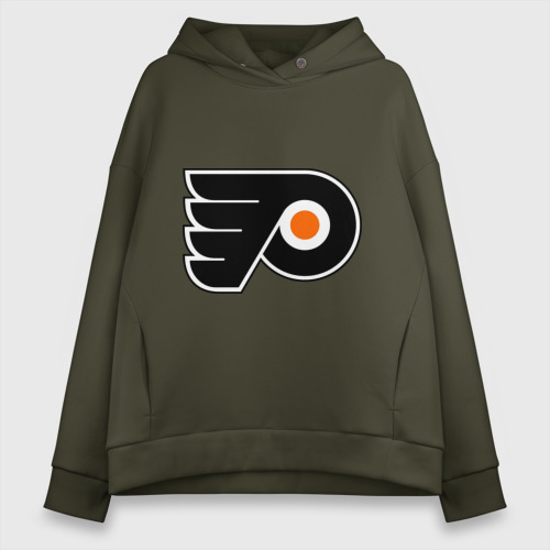 Женское худи Oversize хлопок Philadelphia Flyers, цвет хаки