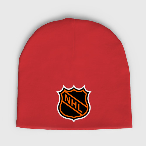 Женская шапка демисезонная с принтом NHL, вид спереди №1