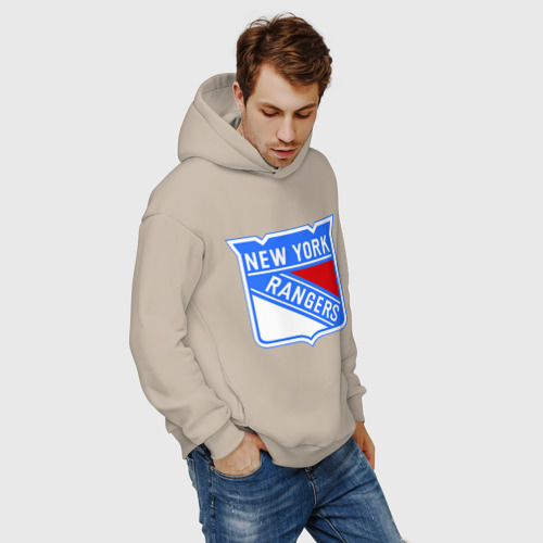 Мужское худи Oversize хлопок New York Rangers, цвет миндальный - фото 7