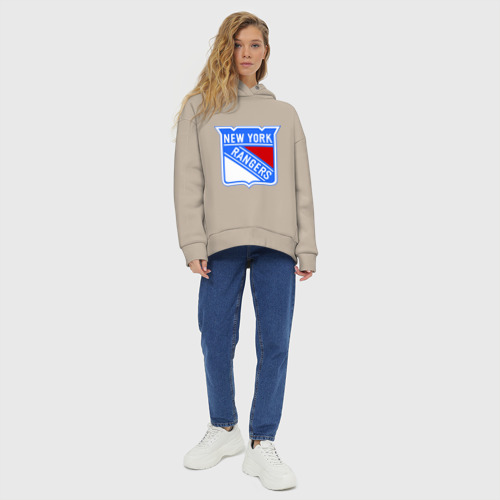 Женское худи Oversize хлопок New York Rangers, цвет миндальный - фото 6