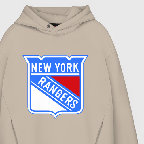 Мужское худи Oversize хлопок New York Rangers, цвет миндальный - фото 4