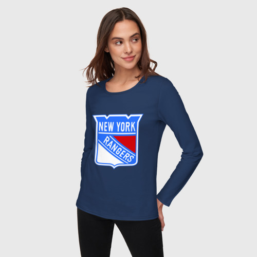 Женский лонгслив хлопок New York Rangers, цвет темно-синий - фото 3