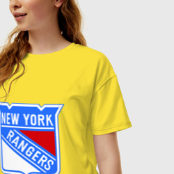 Женская футболка хлопок Oversize New York Rangers - фото 2