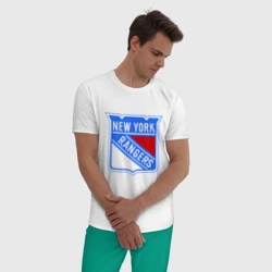 Мужская пижама с белой футболкой хлопок New York Rangers - фото 2
