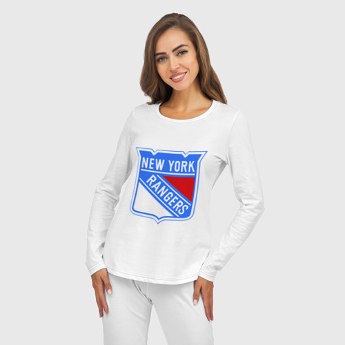 Женская пижама с лонгсливом хлопок New York Rangers, цвет белый - фото 5