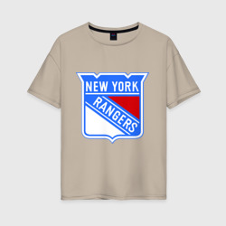 Женская футболка хлопок Oversize New York Rangers