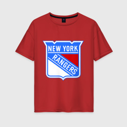 Женская футболка хлопок Oversize New York Rangers