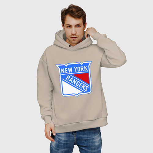 Мужское худи Oversize хлопок New York Rangers, цвет миндальный - фото 3