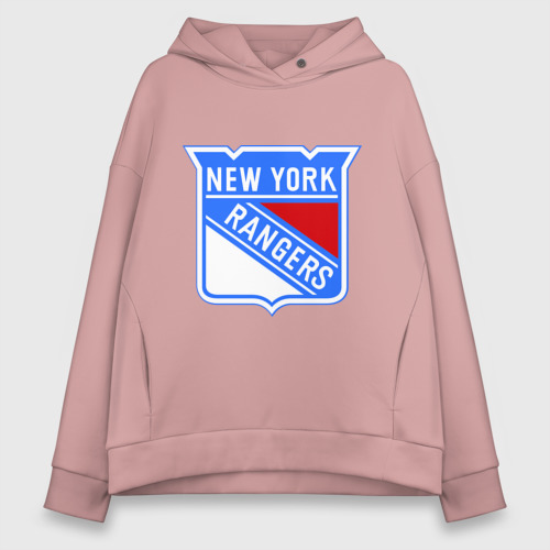 Женское худи Oversize хлопок New York Rangers, цвет пыльно-розовый