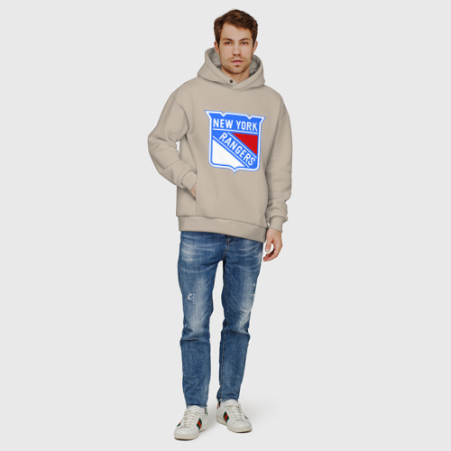 Мужское худи Oversize хлопок New York Rangers, цвет миндальный - фото 6