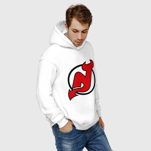 Мужское худи Oversize хлопок New Jersey Devils, цвет белый - фото 7